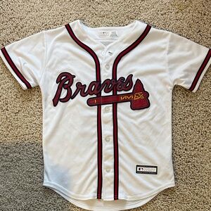 Kids White Braves Acuna Jr. Baseball Jersey